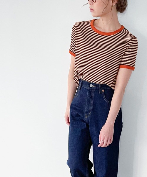 JUNOAH（ジュノア）の「配色ラインボーダーリブカットソー（Tシャツ/カットソー・レディース・ブラック/ブラウン/グリーン・MEDIUM/LARGE/X-LARGE）」の11枚目の写真