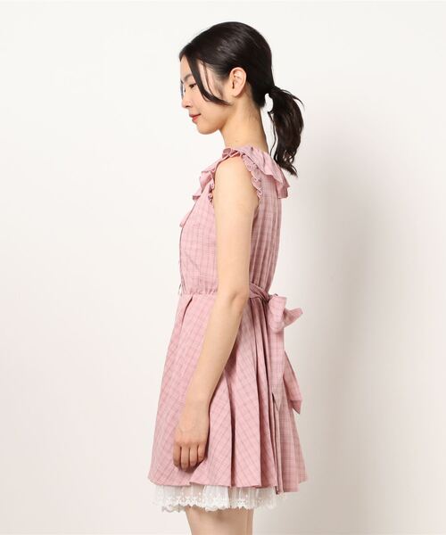 Secret Honey（シークレットハニー）の「レースアップフリルノースリーブワンピース（ワンピース・レディース・グレー/ピンク・MEDIUM）」の3枚目の写真