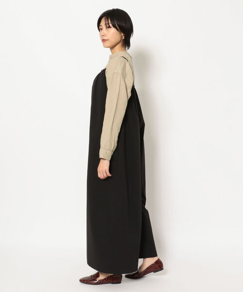 BOHEMIANS(ボヘミアンズ)の「BOHEMIANS/ボヘミアンズ C.M SUCKER ST SALOPETTE サッカーストライプサロペット(サロペット/オーバーオール・レディース・ブラック・SMALL)」の2枚目の写真