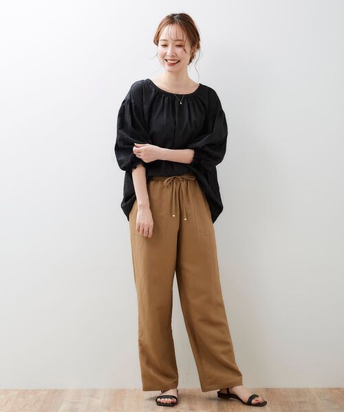 le.coeur blanc（ルクールブラン）の「レーヨン麻イージーパンツ（その他パンツ・レディース・ホワイト系その他/サンドベージュ/キャメル/ダークブラウン・36/38）」の8枚目の写真