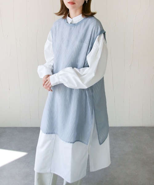 Chillfar（チルファー）の「総柄シースルーロングベスト（ベスト