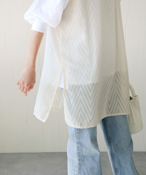 Chillfar（チルファー）の「総柄シースルーロングベスト（ベスト・レディース・アイボリー/ホワイト/グリーン/ブルー/ブラック・FREE）」の18枚目の写真