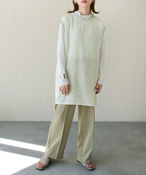 Chillfar（チルファー）の「総柄シースルーロングベスト（ベスト