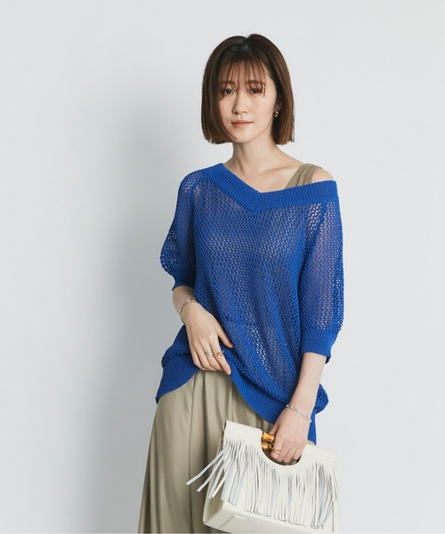 RIVE DROITE（リヴドロワ）の「ペーパーヤーンフィッシュネットニット（ニット/セーター・レディース・ベージュ/ブルー・FREE）」の8枚目の写真
