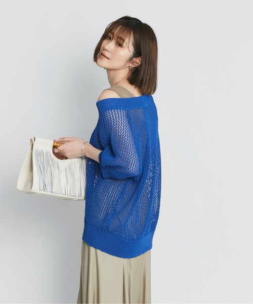 RIVE DROITE（リヴドロワ）の「ペーパーヤーンフィッシュネットニット（ニット/セーター・レディース・ベージュ/ブルー・FREE）」の9枚目の写真