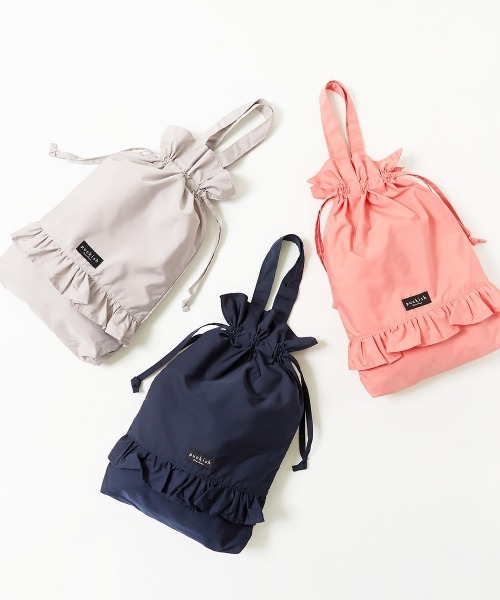 devirock（デビロック）の「持ち手付きフリル巾着袋（トートバッグ・キッズ・ネイビー/グレー系その他/スモークピンク・ONE SIZE）」の11枚目の写真