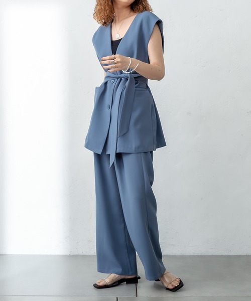 mystic（ミスティック）の「イージータックパンツ（スラックス・レディース・オフホワイト/ブラック/ブルー・1/2）」の12枚目の写真