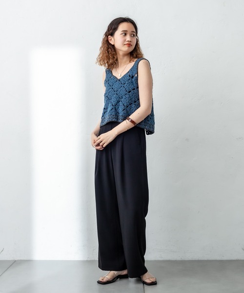 mystic（ミスティック）の「イージータックパンツ（スラックス・レディース・オフホワイト/ブラック/ブルー・1/2）」の4枚目の写真