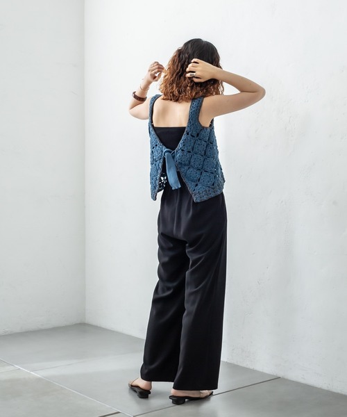 mystic（ミスティック）の「イージータックパンツ（スラックス・レディース・オフホワイト/ブラック/ブルー・1/2）」の6枚目の写真