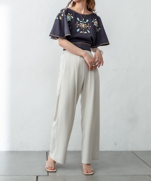 mystic（ミスティック）の「イージータックパンツ（スラックス・レディース・オフホワイト/ブラック/ブルー・1/2）」の11枚目の写真