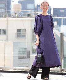 Ray BEAMS | Ray BEAMS / バック ギャザー パフスリーブ ワンピース(ワンピース)