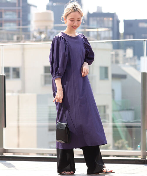 Ray BEAMS（レイビームス）の「Ray BEAMS / バック ギャザー パフスリーブ ワンピース（ワンピース・レディース・ブラック/ベージュ/バイオレット・ONE SIZE）」の19枚目の写真