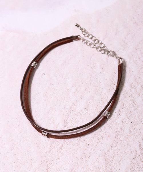 BAYBLO（ベイブロ）の「(BB)【ユニセックス】【フェイクレザー】2連 重ね付け見え アンクレット（アンクレット・メンズ・ネイビー/ブラウン/レッド/ターコイズブルー/ブラック/ベージュ・FREE）」の7枚目の写真