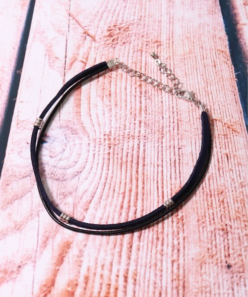 BAYBLO（ベイブロ）の「(BB)【ユニセックス】【フェイクレザー】2連 重ね付け見え アンクレット（アンクレット・メンズ・ネイビー/ブラウン/レッド/ターコイズブルー/ブラック/ベージュ・FREE）」の8枚目の写真