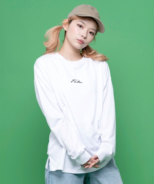 FILA(フィラ)の「【FILA/フィラ】WEB限定 筆記体刺繍 ビックシルエット ロングスリーブTシャツ ロンT(Tシャツ/カットソー・メンズ・ホワイト/ブラック/ブルー系その他/ダークグリーン/ベージュ・LL/M/L/3L)」の18枚目の写真