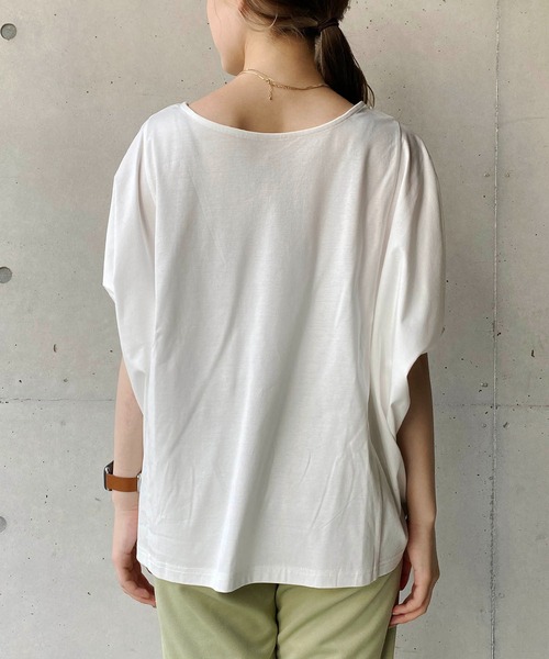 CAPRICIEUX LE'MAGE（カプリシューレマージュ）の「スリットフレンチTシャツ（Tシャツ/カットソー・レディース・ブラック/オフホワイト/グリーン・FREE）」の8枚目の写真