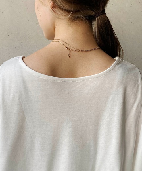 CAPRICIEUX LE'MAGE（カプリシューレマージュ）の「スリットフレンチTシャツ（Tシャツ/カットソー・レディース・ブラック/オフホワイト/グリーン・FREE）」の9枚目の写真