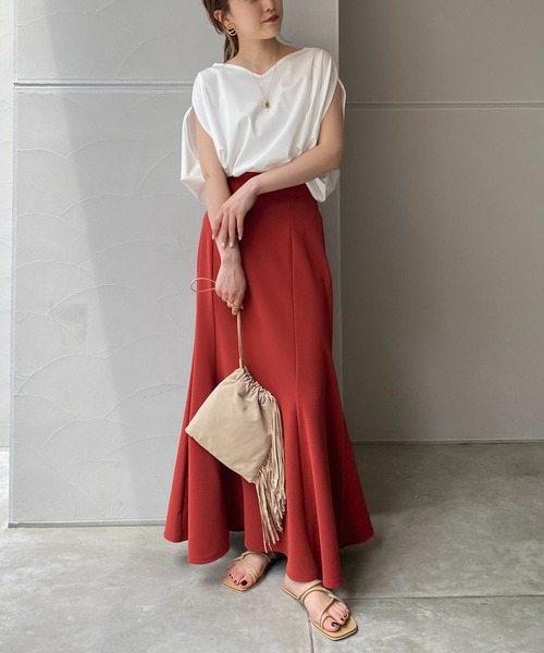 CAPRICIEUX LE'MAGE（カプリシューレマージュ）の「スリットフレンチTシャツ（Tシャツ/カットソー・レディース・ブラック/オフホワイト/グリーン・FREE）」の22枚目の写真