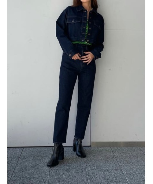 SLY デニムセットアップ SLY（スライ）の「CROP DENIM TUCK JK-A クロップ タック デニム