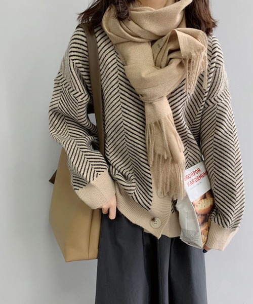 Jewelobe（ジュエローブ）の「ヘリンボーンオーバーカーディガン（カーディガン/ボレロ・レディース・ベージュ/ブラック・FREE）」の21枚目の写真