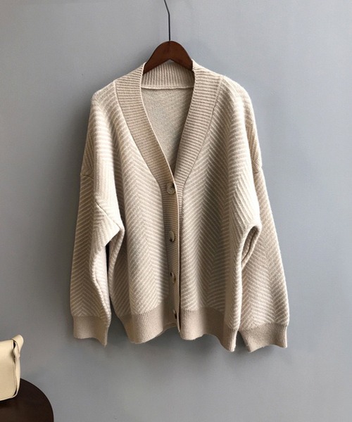 Jewelobe（ジュエローブ）の「ヘリンボーンオーバーカーディガン（カーディガン/ボレロ・レディース・ベージュ/ブラック・FREE）」の20枚目の写真