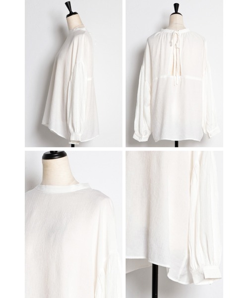 Bonjour Sagan(ボンジュールサガン)の「【2021新作 Pre Autumn】バックオープンチュニックブラウス(シャツ/ブラウス・レディース・ホワイト/ブラック・FREE)」の14枚目の写真