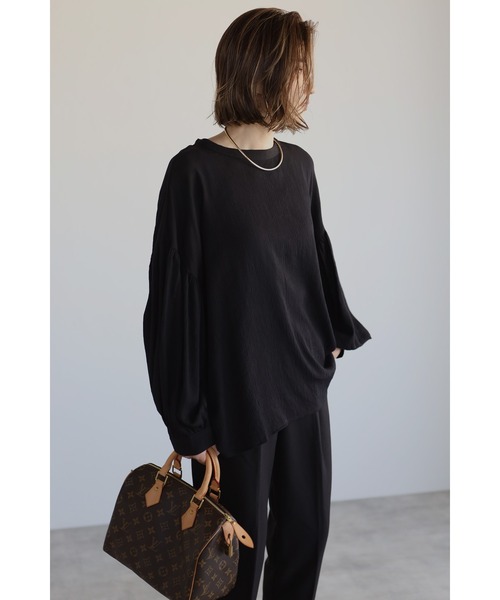 Bonjour Sagan(ボンジュールサガン)の「【2021新作 Pre Autumn】バックオープンチュニックブラウス(シャツ/ブラウス・レディース・ホワイト/ブラック・FREE)」の12枚目の写真