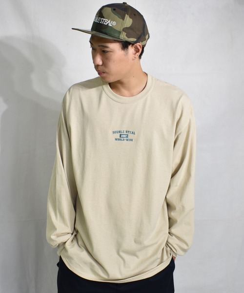 DOUBLE STEAL（ダブルスティール）の「Old School Font 長袖Tシャツ（Tシャツ/カットソー・メンズ・ホワイト/アッシュグレー/ブラック/ダークグリーン/サンドグレー・MEDIUM/LARGE/X-LARGE）」の12枚目の写真