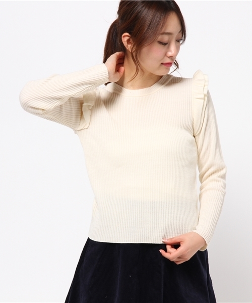 Chico（チコ）の「肩フリルRIBクルーネック（ニット/セーター・レディース・ホワイト/グレー/ブラック・FREE）」の11枚目の写真