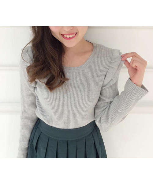 Chico（チコ）の「肩フリルRIBクルーネック（ニット/セーター・レディース・ホワイト/グレー/ブラック・FREE）」の14枚目の写真