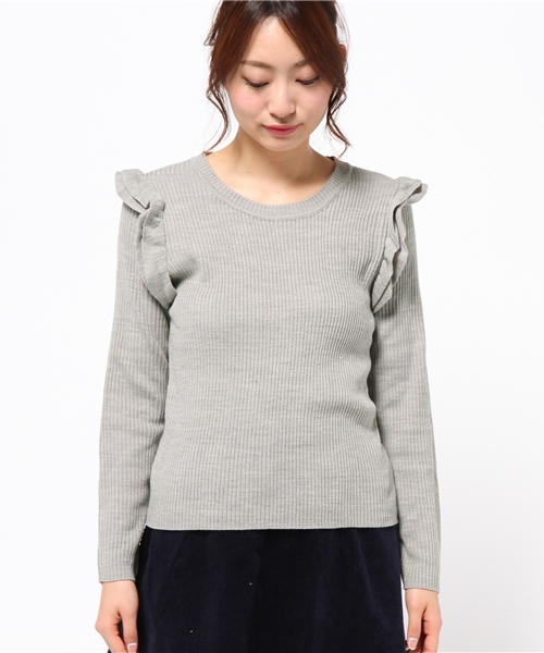Chico（チコ）の「肩フリルRIBクルーネック（ニット/セーター・レディース・ホワイト/グレー/ブラック・FREE）」の4枚目の写真