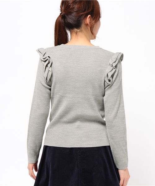 Chico（チコ）の「肩フリルRIBクルーネック（ニット/セーター・レディース・ホワイト/グレー/ブラック・FREE）」の6枚目の写真