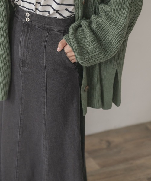 ITEMS URBANRESEARCH(アイテムズ アーバンリサーチ)の「デニムマーメイドスカート(デニムスカート・レディース・アイボリー/ブラック・FREE)」の6枚目の写真