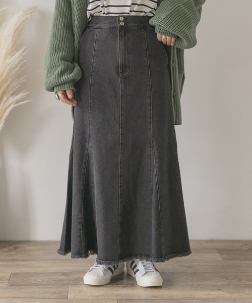 ITEMS URBANRESEARCH(アイテムズ アーバンリサーチ)の「デニムマーメイドスカート(デニムスカート・レディース・アイボリー/ブラック・FREE)」の12枚目の写真