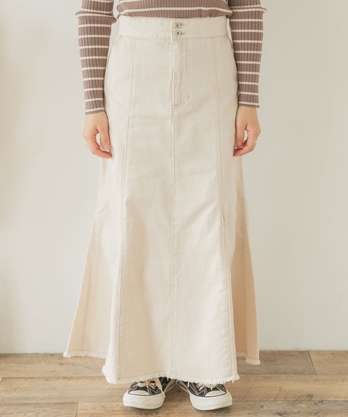 ITEMS URBANRESEARCH(アイテムズ アーバンリサーチ)の「デニムマーメイドスカート(デニムスカート・レディース・アイボリー/ブラック・FREE)」の5枚目の写真