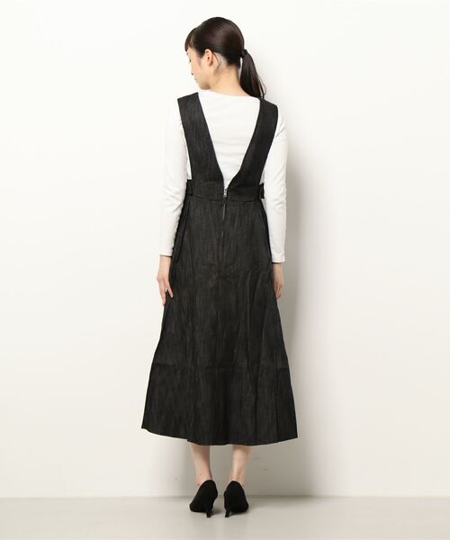 ADIRA（アディラ）の「サイドプリーツVネックジャンスカ（ジャンパースカート・レディース・ブラック/ベージュ/ブラウン・MEDIUM）」の6枚目の写真