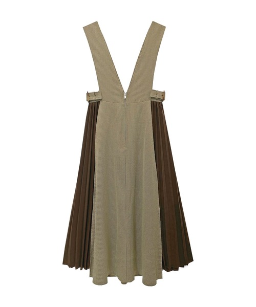 ADIRA（アディラ）の「サイドプリーツVネックジャンスカ（ジャンパースカート・レディース・ブラック/ベージュ/ブラウン・MEDIUM）」の5枚目の写真