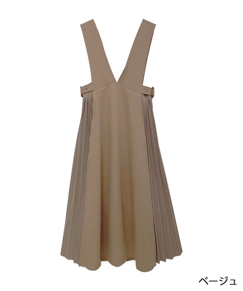 ADIRA（アディラ）の「サイドプリーツVネックジャンスカ（ジャンパースカート・レディース・ブラック/ベージュ/ブラウン・MEDIUM）」の10枚目の写真