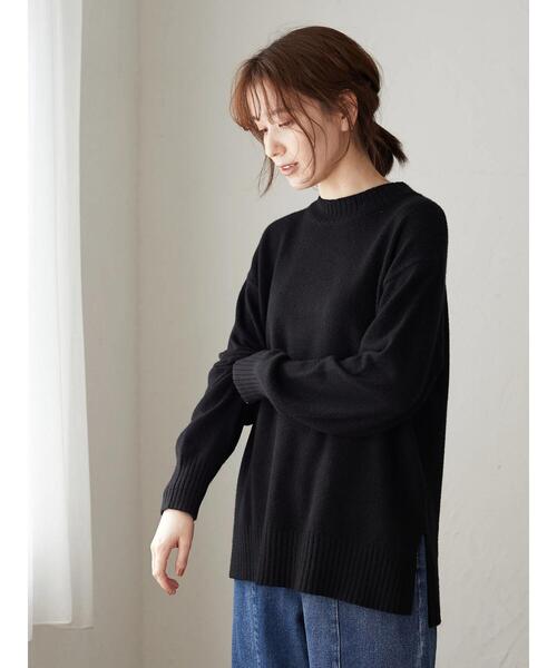 Green　Parks（グリーンパークス）の「クルーネックリブプルオーバー＊（ニット/セーター・レディース・パープル/グリーン/モカ/アイボリー/ブラック/ブラウン・FREE）」の8枚目の写真