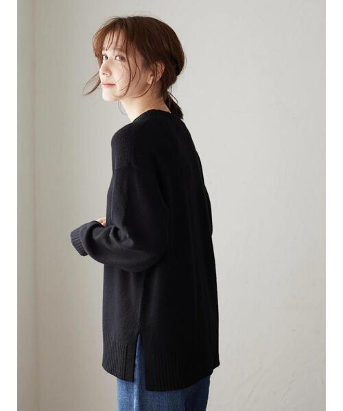 Green　Parks（グリーンパークス）の「クルーネックリブプルオーバー＊（ニット/セーター・レディース・パープル/グリーン/モカ/アイボリー/ブラック/ブラウン・FREE）」の18枚目の写真