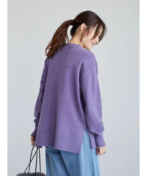 Green　Parks（グリーンパークス）の「クルーネックリブプルオーバー＊（ニット/セーター・レディース・パープル/グリーン/モカ/アイボリー/ブラック/ブラウン・FREE）」の20枚目の写真