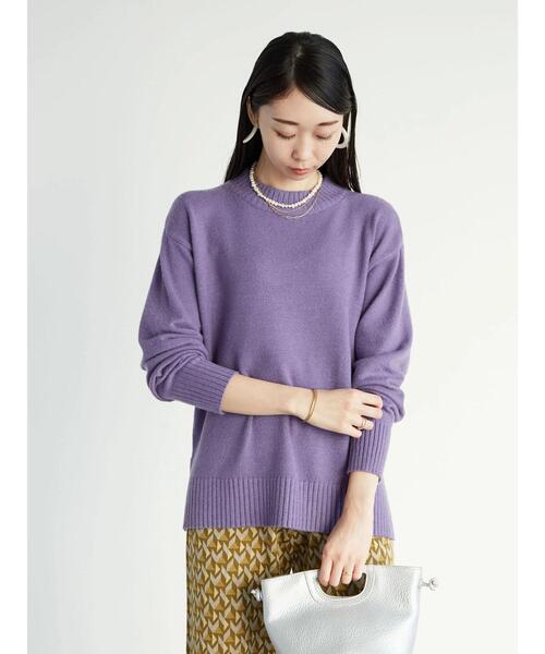 Green　Parks（グリーンパークス）の「クルーネックリブプルオーバー＊（ニット/セーター・レディース・パープル/グリーン/モカ/アイボリー/ブラック/ブラウン・FREE）」の22枚目の写真