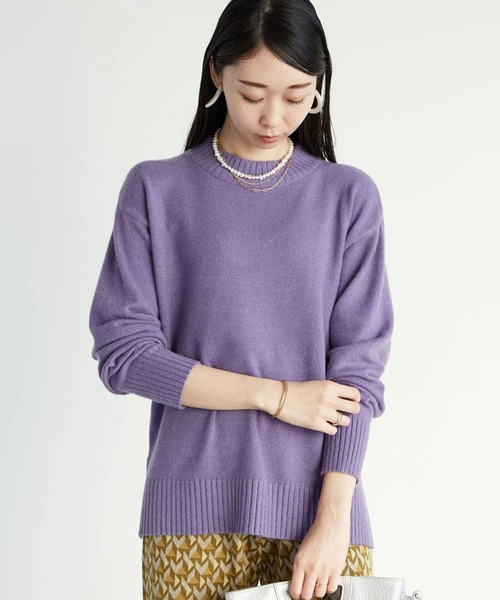 Green　Parks（グリーンパークス）の「クルーネックリブプルオーバー＊（ニット/セーター・レディース・パープル/グリーン/モカ/アイボリー/ブラック/ブラウン・FREE）」の6枚目の写真