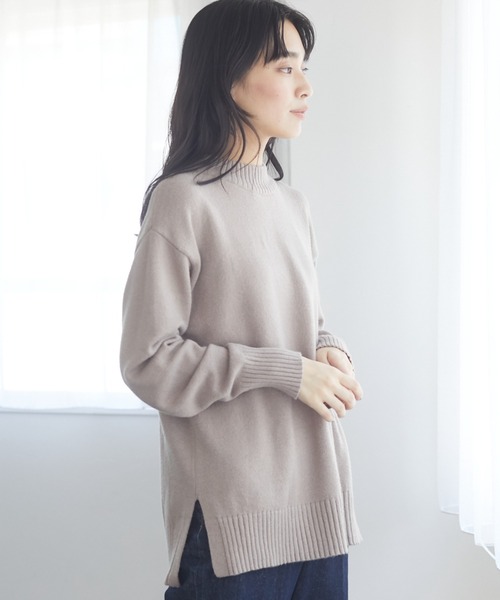 Green　Parks（グリーンパークス）の「クルーネックリブプルオーバー＊（ニット/セーター・レディース・パープル/グリーン/モカ/アイボリー/ブラック/ブラウン・FREE）」の4枚目の写真