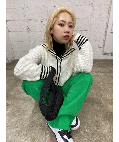 WC（ダブル シー）の「セーラーニットカーディガン（カーディガン/ボレロ・レディース・ネイビー/アイボリー/グリーン・FREE）」の2枚目の写真