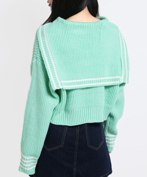 WC（ダブル シー）の「セーラーニットカーディガン（カーディガン/ボレロ・レディース・ネイビー/アイボリー/グリーン・FREE）」の4枚目の写真