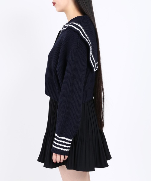 WC（ダブル シー）の「セーラーニットカーディガン（カーディガン/ボレロ・レディース・ネイビー/アイボリー/グリーン・FREE）」の7枚目の写真