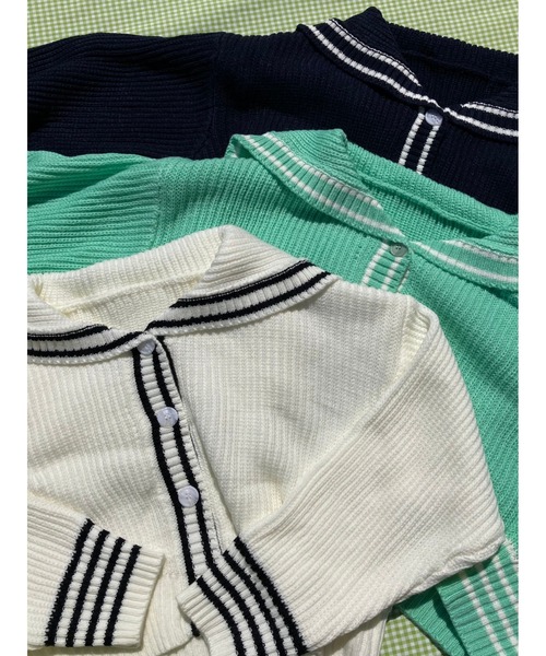 WC（ダブル シー）の「セーラーニットカーディガン（カーディガン/ボレロ・レディース・ネイビー/アイボリー/グリーン・FREE）」の13枚目の写真