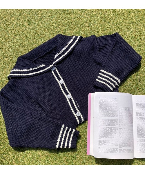 WC（ダブル シー）の「セーラーニットカーディガン（カーディガン/ボレロ・レディース・ネイビー/アイボリー/グリーン・FREE）」の11枚目の写真