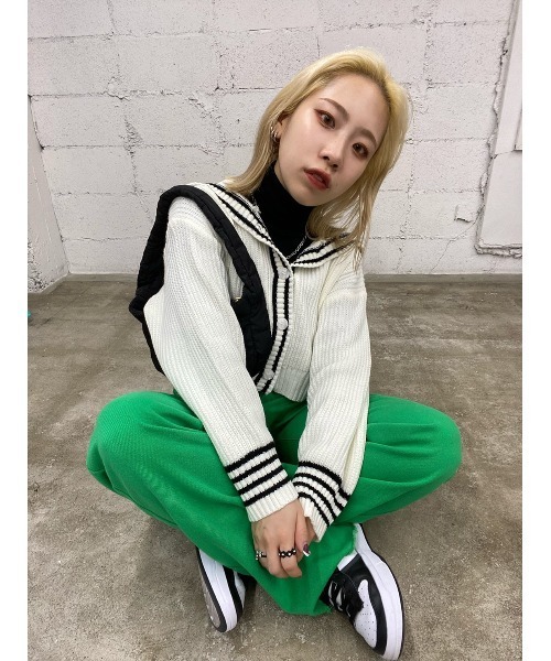 WC（ダブル シー）の「セーラーニットカーディガン（カーディガン/ボレロ・レディース・ネイビー/アイボリー/グリーン・FREE）」の16枚目の写真